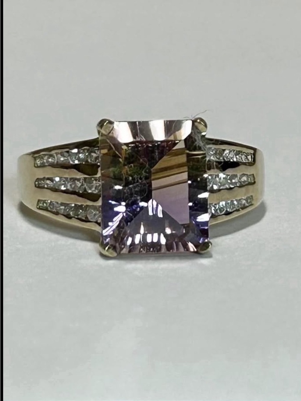 New XL Natural Ametrine Gold Ring natural gemstone gold on 925 sz 7 lk amethyst